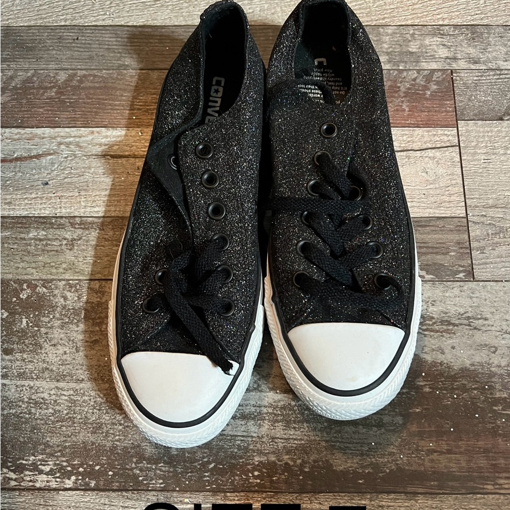 Converse Black and White Glitter Sneakers